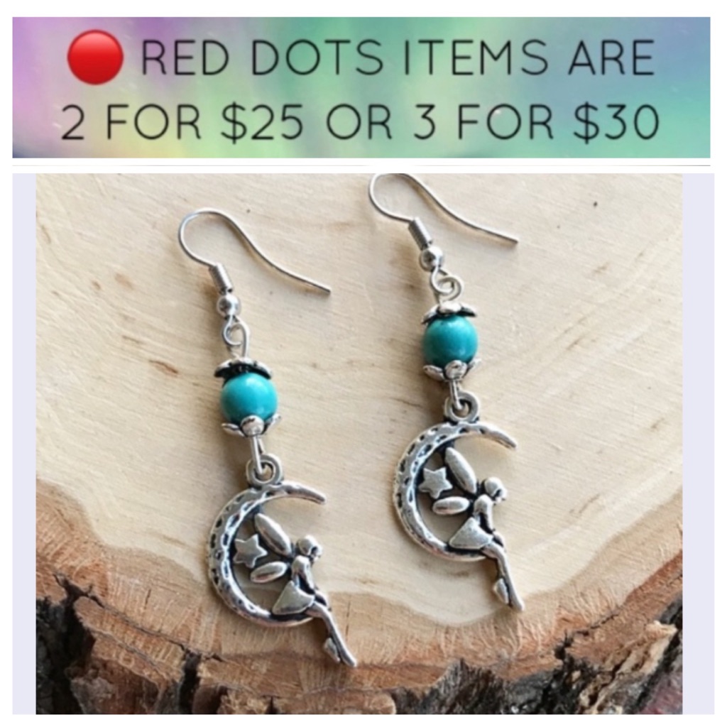 Sale ! Turquoise Fairy Steel Dangly Earrings